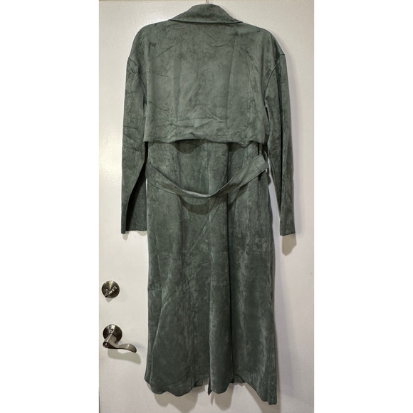 Blank NYC Free People Vegan Suede Trench Coat Size Medium NWT Olive Branch - Picture 11 of 14